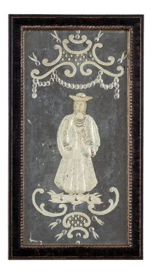 Venetian Etched Mirror Panel, Framed