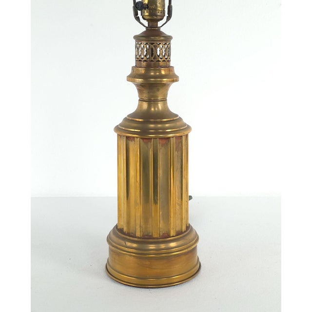 Pair of Antique English Brass Oil Lamps, Now Electrified For Sale In San Francisco - Image 6 of 8