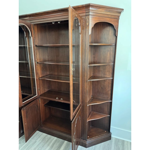 Brown 1980s Ethan Allen Cherry Lighted Wall Unit For Sale - Image 8 of 10