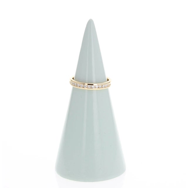 Contemporary Classic Diamond Wedding Band .20cttw 14K Yellow Gold, Size 4 For Sale - Image 3 of 4