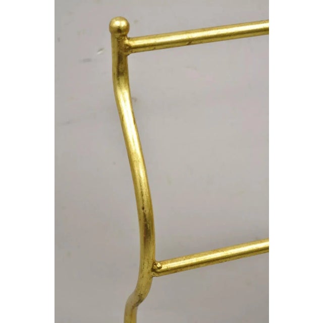 Mid 20th Century Italian Hollywood Regency Gold Gilt Metal Iron Towel Rack With Tassel Feet For Sale In Philadelphia - Image 6 of 9