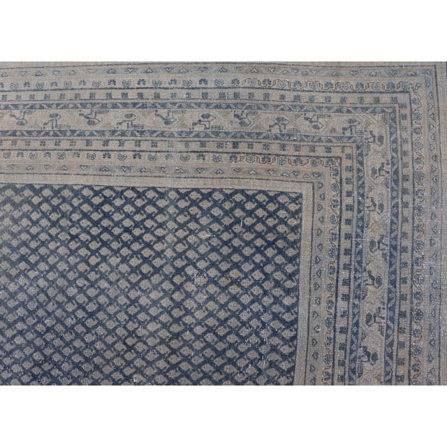 Minimalist Design Antique Persian Tabriz Rug With Modern Look in Blue Tones 8'10 X 11'9 For Sale - Image 9 of 16