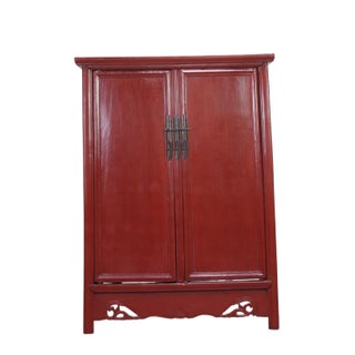 52" Tall China Red Cabinet Armoire For Sale