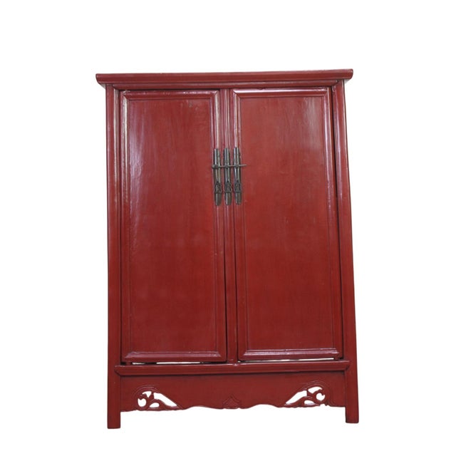 52" Tall China Red Cabinet Armoire For Sale