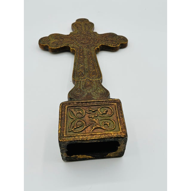 Vintage Large Crucifix Cross Bronze on Base For Sale - Image 4 of 8