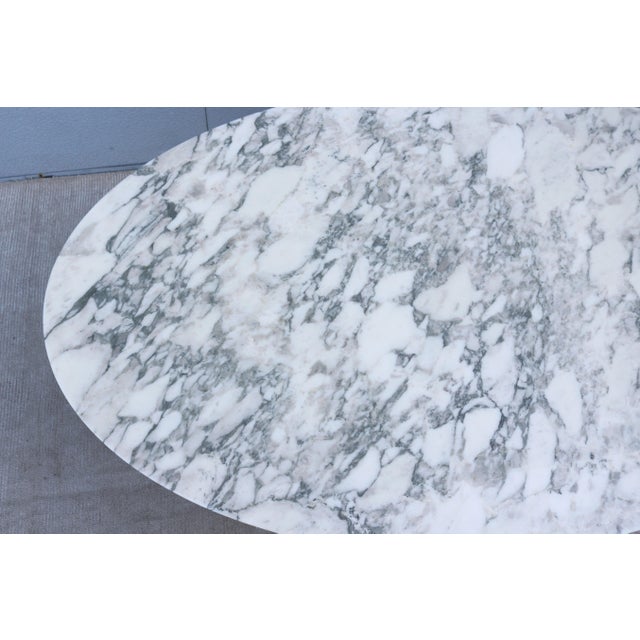 Mid-Century Florence Knoll Oval Dining Table Desk 78" Arabescato Marble, 2008 For Sale - Image 11 of 18