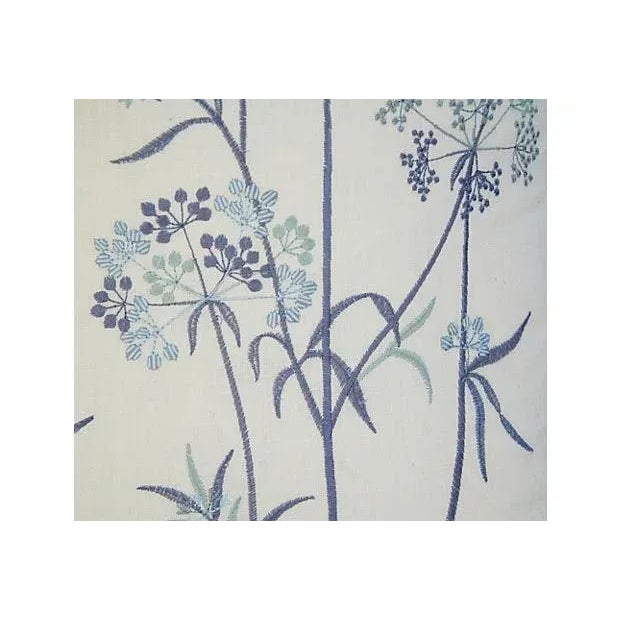 Designer Embroidered Mustard Flower Linen Feather/Down Pillow For Sale - Image 4 of 8