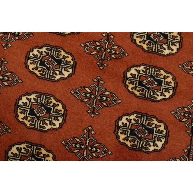 Bokhara Rug 8’4” X 10’2” Orange Wool Tribal Hand-Knotted Oriental Carpet For Sale - Image 4 of 14