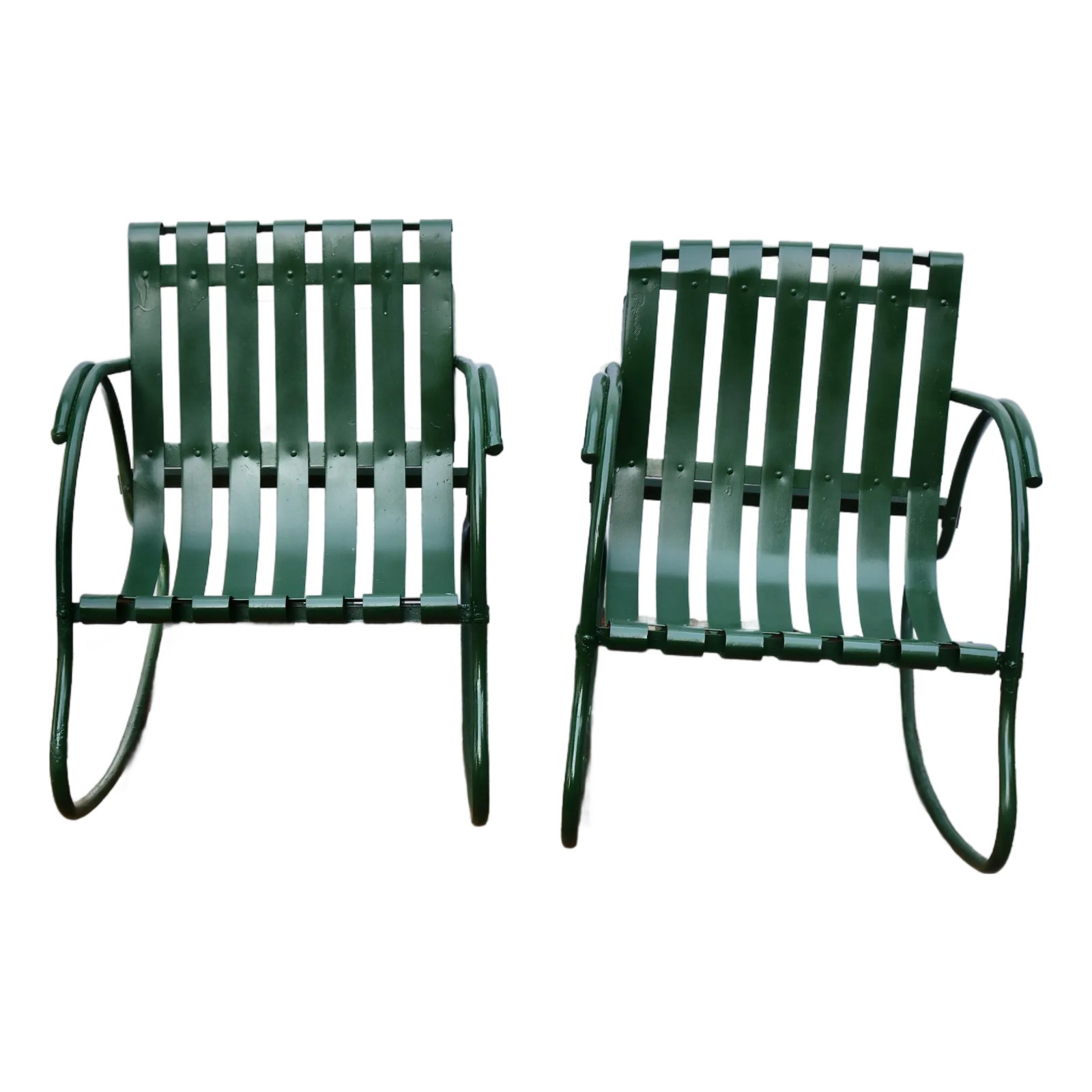 Vintage 1940's Patio Garden Metal Rocking Chairs - A Pair | Chairish