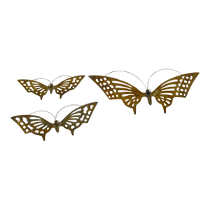 1970s Brass Butterfly Wall Decor- Set of 3