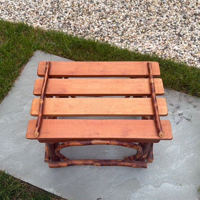 American 1980s Artisan Made Adirondack Style Rustic Wood and Twig Footstool/Stand For Sale - Image 3 of 12