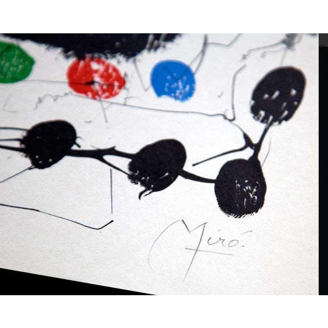 Mid-Century Modern Joan Miro Hand Signed Triptych Lithograph Original 1959 w/Cat.Ref & Frame Included For Sale - Image 3 of 5