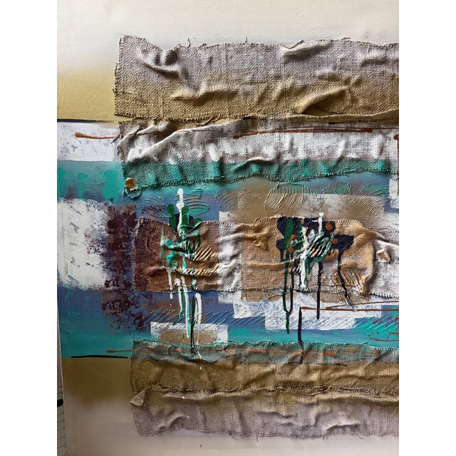 Abstract Large Post-Modern 1980s Jeri Ledbetter Signed Abstract Mixed Media Painting For Sale - Image 3 of 12