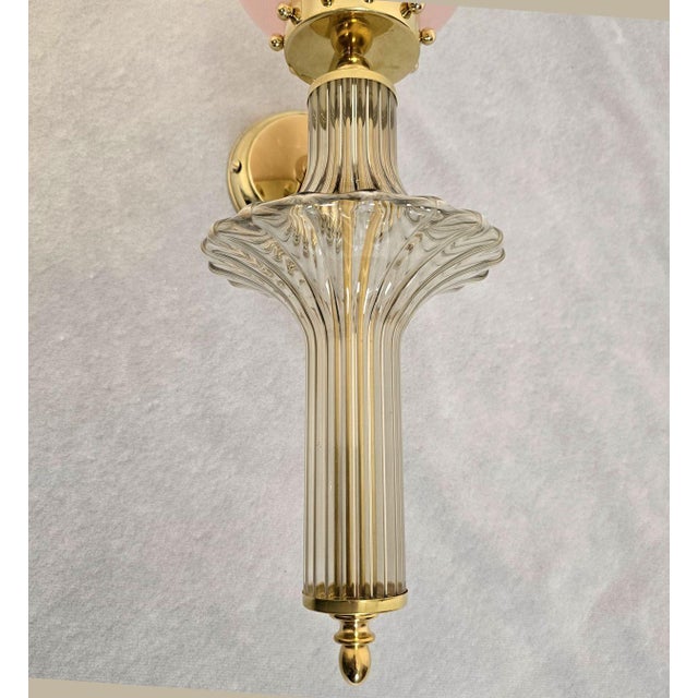 1990s Pair of Pink and Beige Murano Glass Sconces For Sale - Image 10 of 12