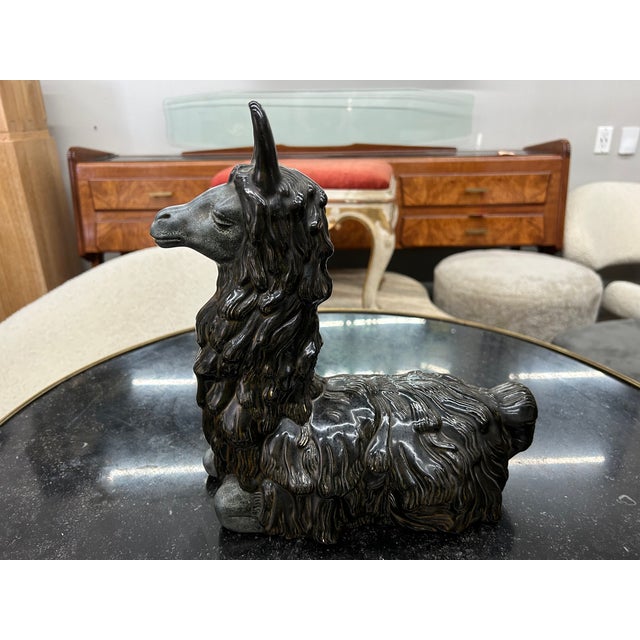 Italian Mid Century Ceramic Llama. This whimsical Italian mid century ceramic llama sculpture or figure was expertly...