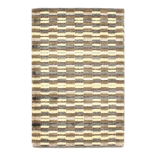 Pasargad DC Modern Earth-Tone Hand-Made Bamboo Silk Indo Rug For Sale