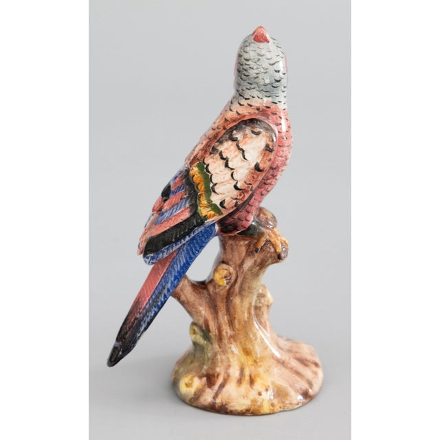 Italian Vintage Italian Majolica Parakeet Bird Figurine For Sale - Image 3 of 8