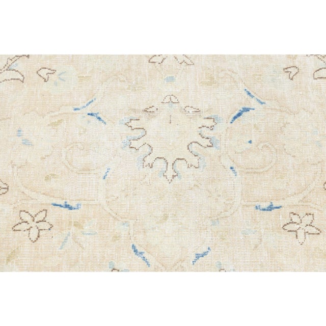 Antique Kerman Persian Wool Rug Neutral Blue and Ivory - Classic All-Over Floral For Sale - Image 4 of 11
