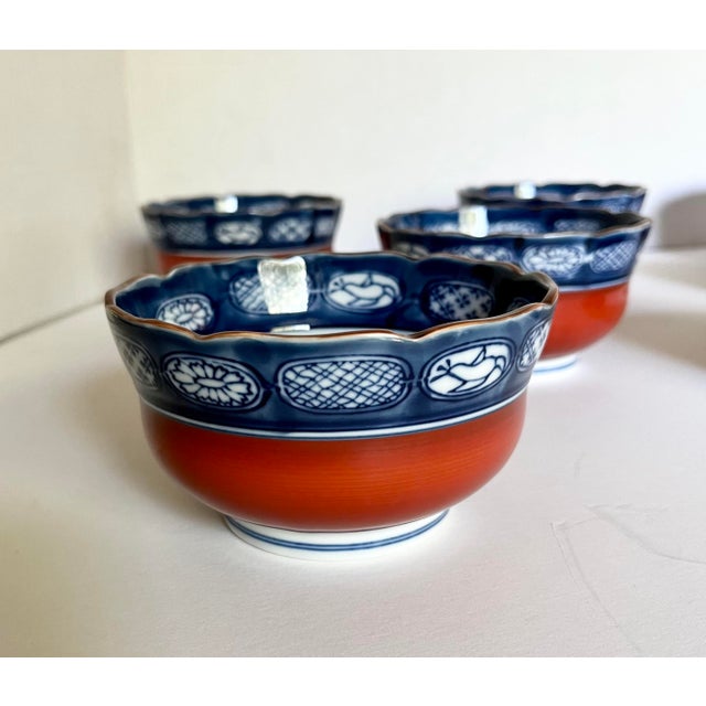 Mid 20th Century Vintage Japanese Imari Bowls With Markings Set of 8