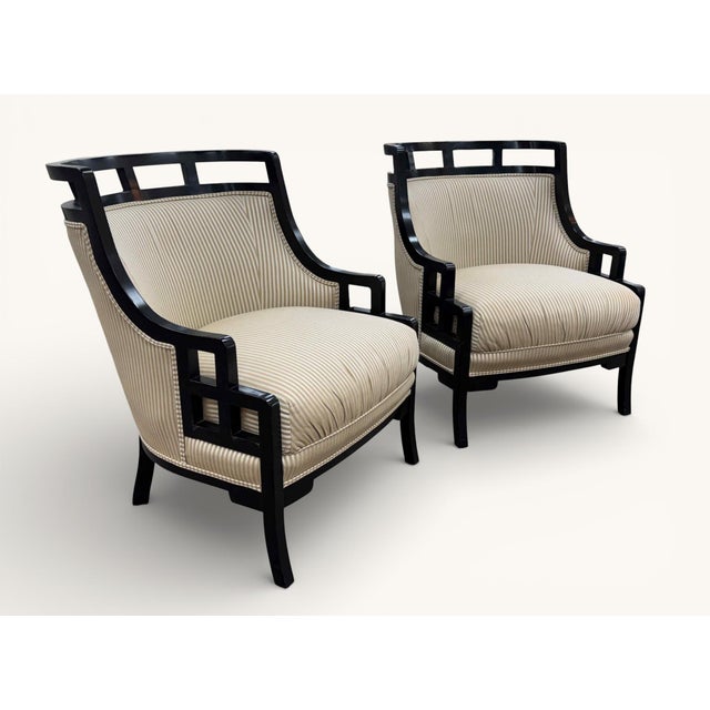 Mid-Century Modern Jay Spectre for Century Furniture Wallis Simpson Lounge Chairs & Ottomans - 4 Piece Set For Sale - Image 3 of 18