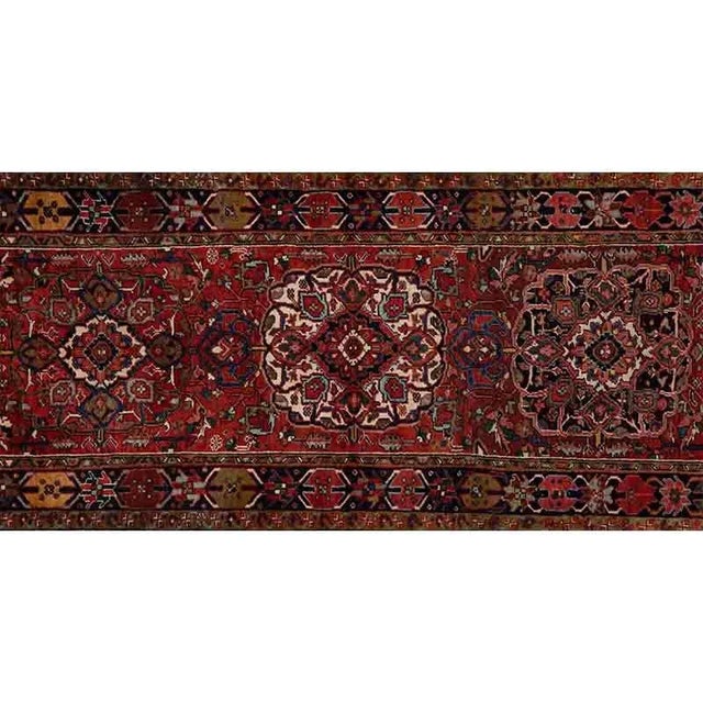 Textile 1950s Old Persian Heriz Runner Rug 3’2″ X 12’0″ For Sale - Image 7 of 9
