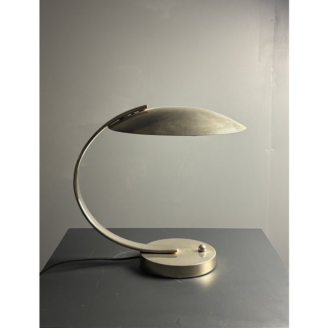 French Art Deco Nickel Arc Table Lamp by Pierre Disderot for Soka, France, 1970s For Sale - Image 12 of 17