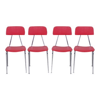 Vintage Vinyl Kitchen Chairs in Red, Set of 4 For Sale