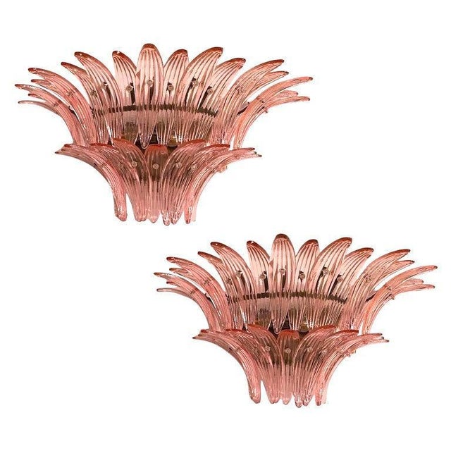 Brass Mounted Pink Palmette Sconces, 1990s, Set of 2 For Sale - Image 12 of 15