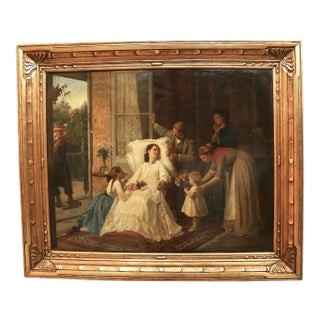 19th Century Oil on Canvas by Joseph Caraud Titled "Flowers for a Lady" For Sale