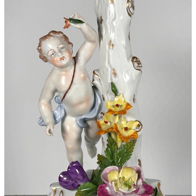 Ceramic Carl Thieme Dresden Porcelain Figural Putto Candlestick For Sale - Image 7 of 18