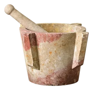 Portuguese 18th Century Hand-Carved Marble Mortar & Pestle
