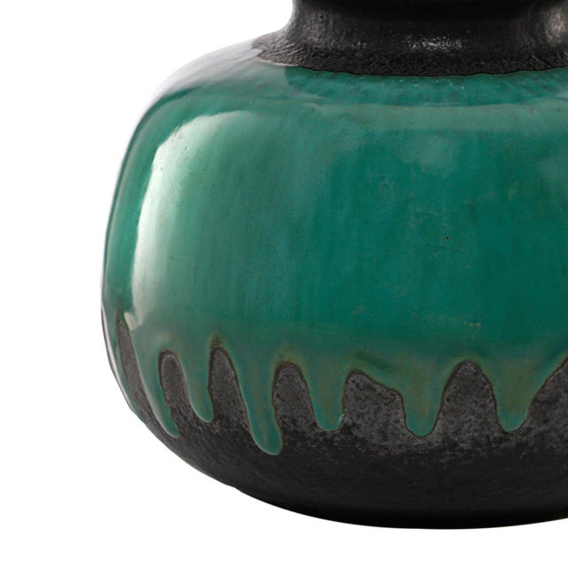 1960s Mid-Century Green Drip Glazed Ceramic Vase from Scheurich, West Germany, 1970s For Sale - Image 5 of 8