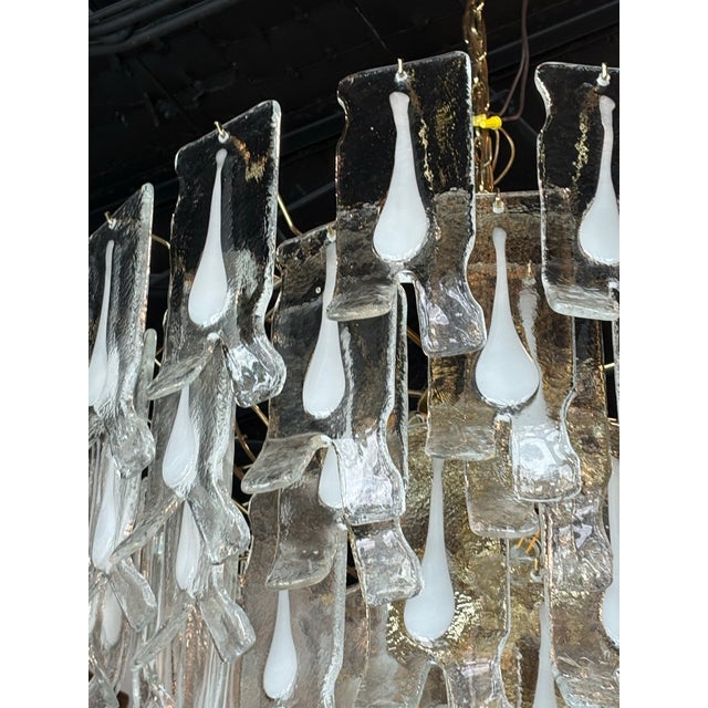 Carlo Nason Vintage Murano Mazzega Chandelier by Carlo Nason, Brass & Glass, Italy, 1960s For Sale - Image 4 of 12