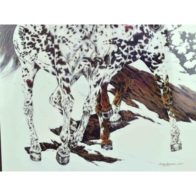 American Gemini Said 1991 Judy Larson "Crow Ponies" Horse Art Reproduction Print Framed For Sale - Image 3 of 7