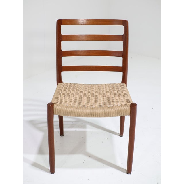 Vintage Model 85 Dining Chairs in Teak and Papercord by N.O. Møller for J.L. Møllers, 1960s, Set of 6 For Sale - Image 10 of 17