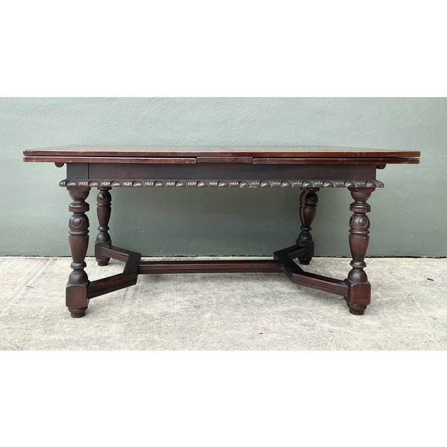 Vintage Carved Wood Extension Dining Table For Sale - Image 10 of 12