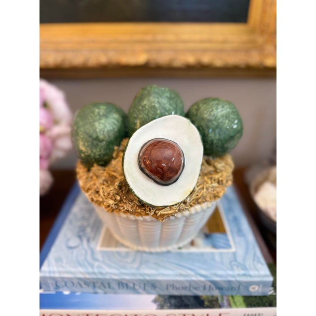 Add a splash of Italian charm to your home with this stunning vintage ceramic avocado basket. Expertly handcrafted in...