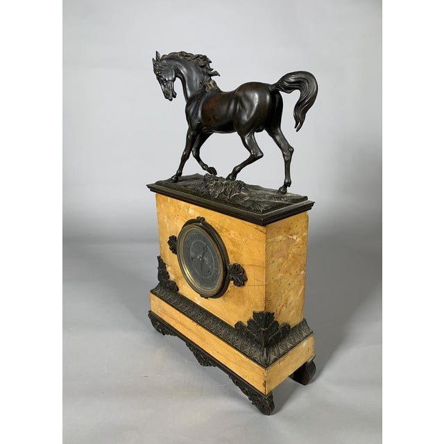 Charles X Style Horse Clock in Siena Yellow Marble, 1830 For Sale - Image 3 of 6
