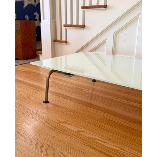 2000 - 2009 2001 Danish Modern Vico Magistretti for Fritz Hansen Rectangular Glass & Steel Coffee Table For Sale - Image 5 of 12
