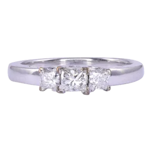 Early 21st Century Princess Cut Diamond Three Stone Ring Size 7.25