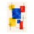 Midcentury Modern Abstract Art Print – Blue, Red and Yellow Geometric Design, 16" X 24" For Sale