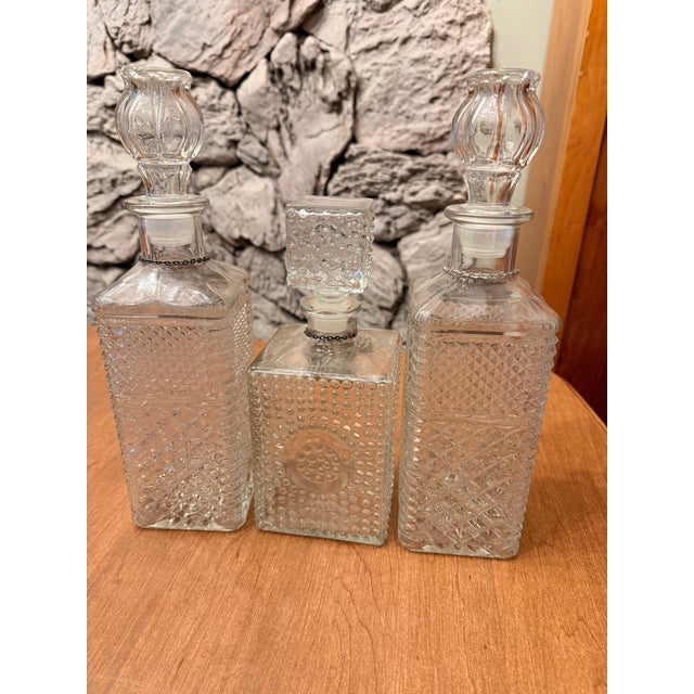 Mid 20th Century Crystal Liquor Decanters - Set of 3 For Sale - Image 4 of 5