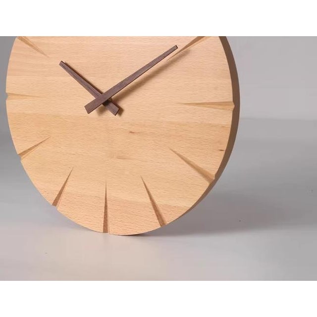 Solid Wood Minimalist Wall Clock For Sale - Image 4 of 4