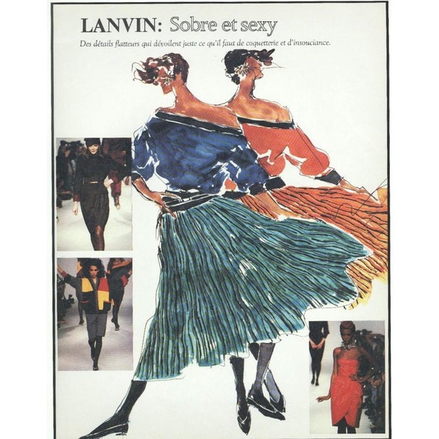 Lanvin 1982 French Lanvin Runway Fashion Print, Matted For Sale - Image 4 of 4
