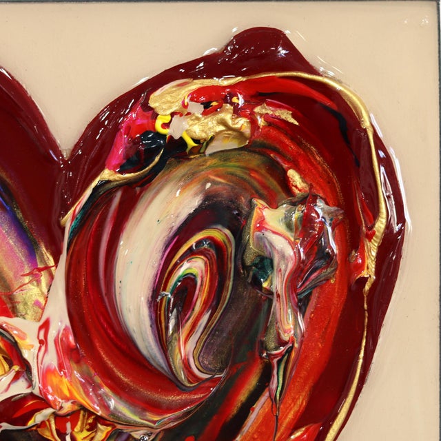 Wood Born to Love XXXX - Original Heart Pop Art Mixed Media Acrylic and Resin on Wood Panel by Cynthia Coulombe-Bégin For Sale - Image 7 of 9