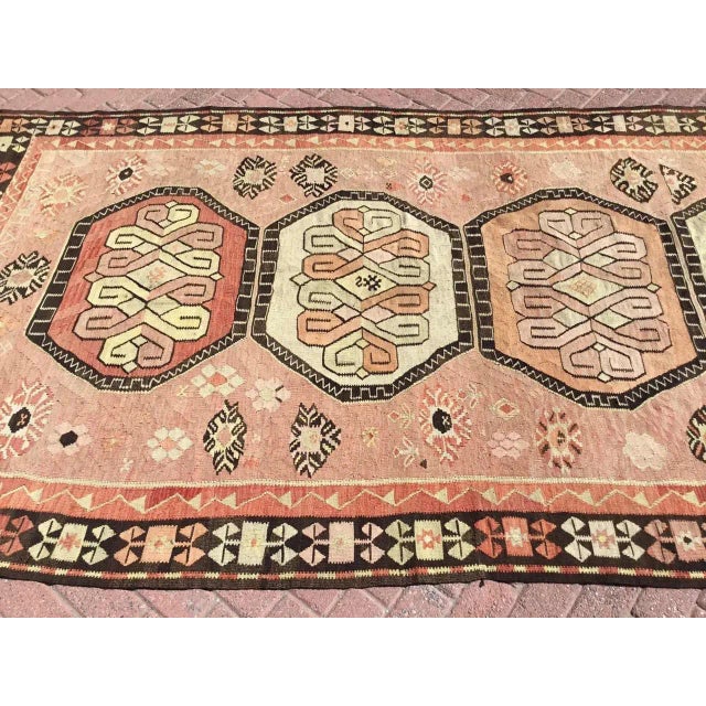 Vintage Pale Turkish Kilim Rug - 67" X 125" For Sale - Image 4 of 11