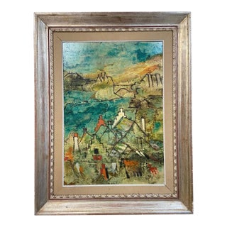 Lazzaro Donati, Italian Modernist Surrealist Architecture Landscape Oil Painting Lazzaro Donati For Sale