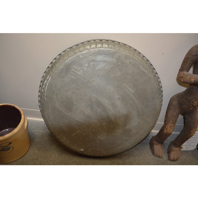 Vintage Middle Eastern Large Ornate Metal / Copper Fluted Edge Chai Tea Tray / Wall Decor For Sale - Image 14 of 14