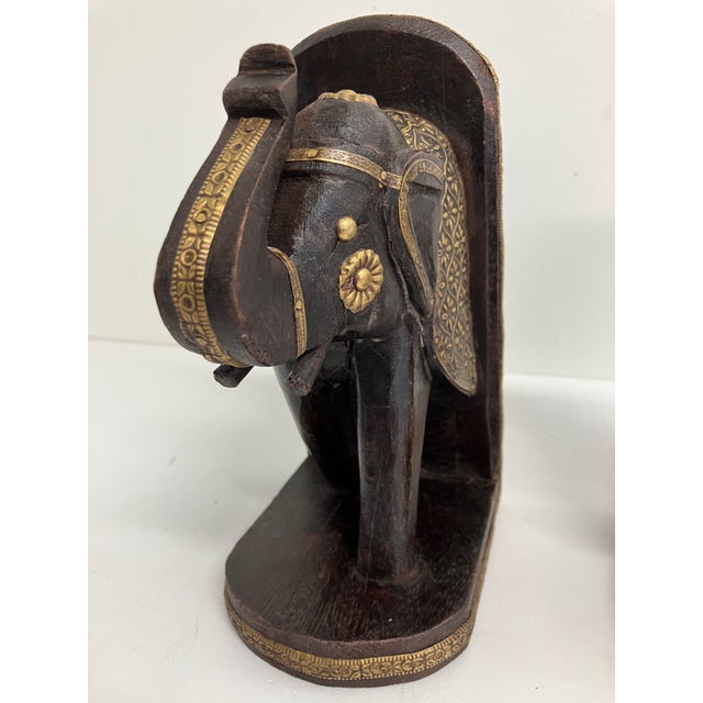 Origin: India Date: circa 1960s–1970s Materials: Hand-carved hardwood with decorative brass inlay Condition: Very good...