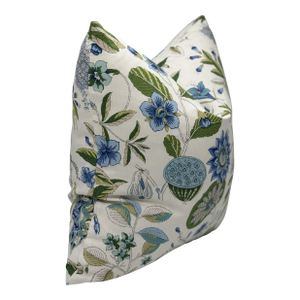 Schumacher Roca Redonda 22x 22 Decorative Pillow Cover in Ivory and Blue